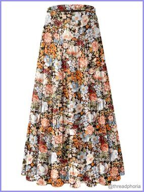 Women's Chiffon Pleated A-Line Maxi Skirt Flowy Boho Summer Long Skirt